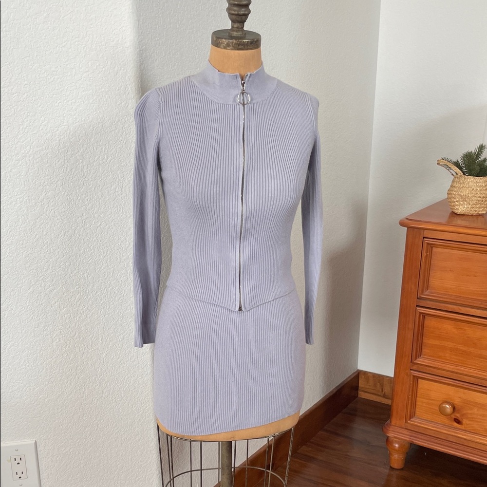 Lavender Ribbed Knit Skirt and Top Set